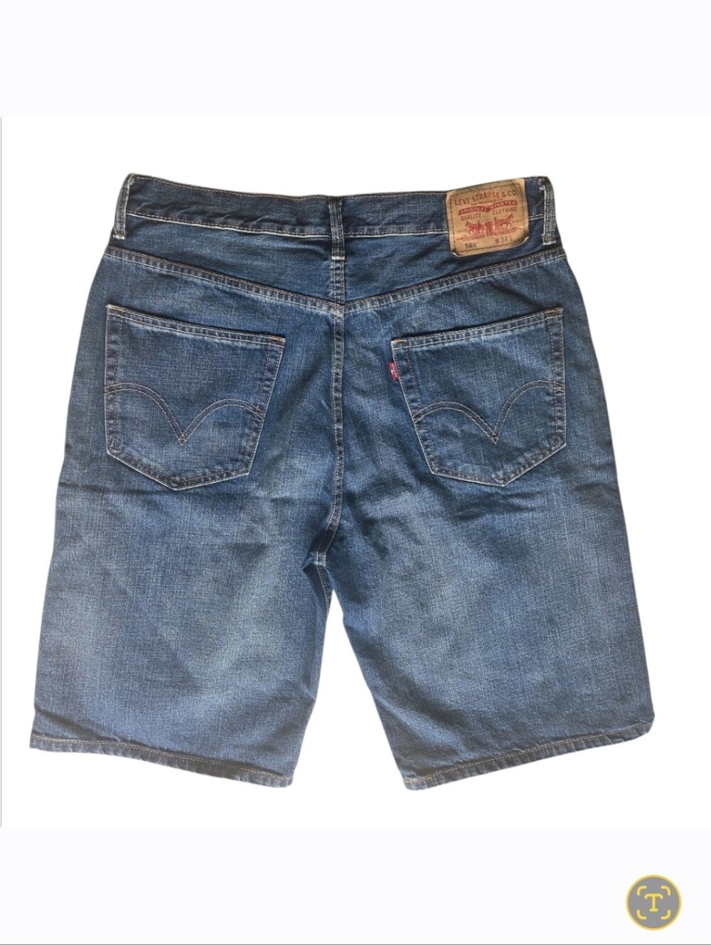 Levi's 569 Blue Denim Men’s Shorts Jorts Size 34 - Picture 2 of 4